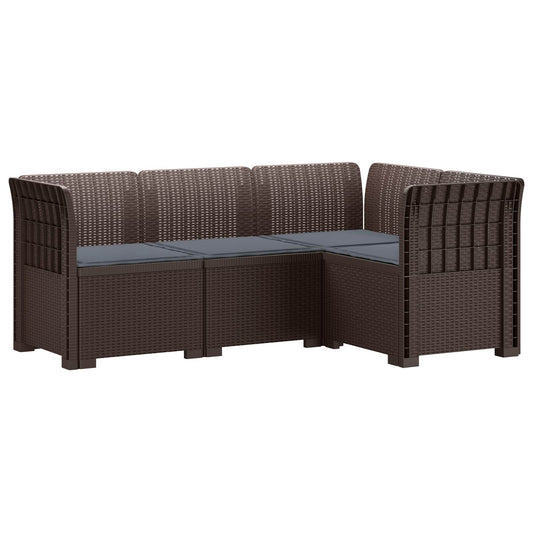 vidaXL 4-Seater Garden Sofa with Cushions Rattan Look PP Brown