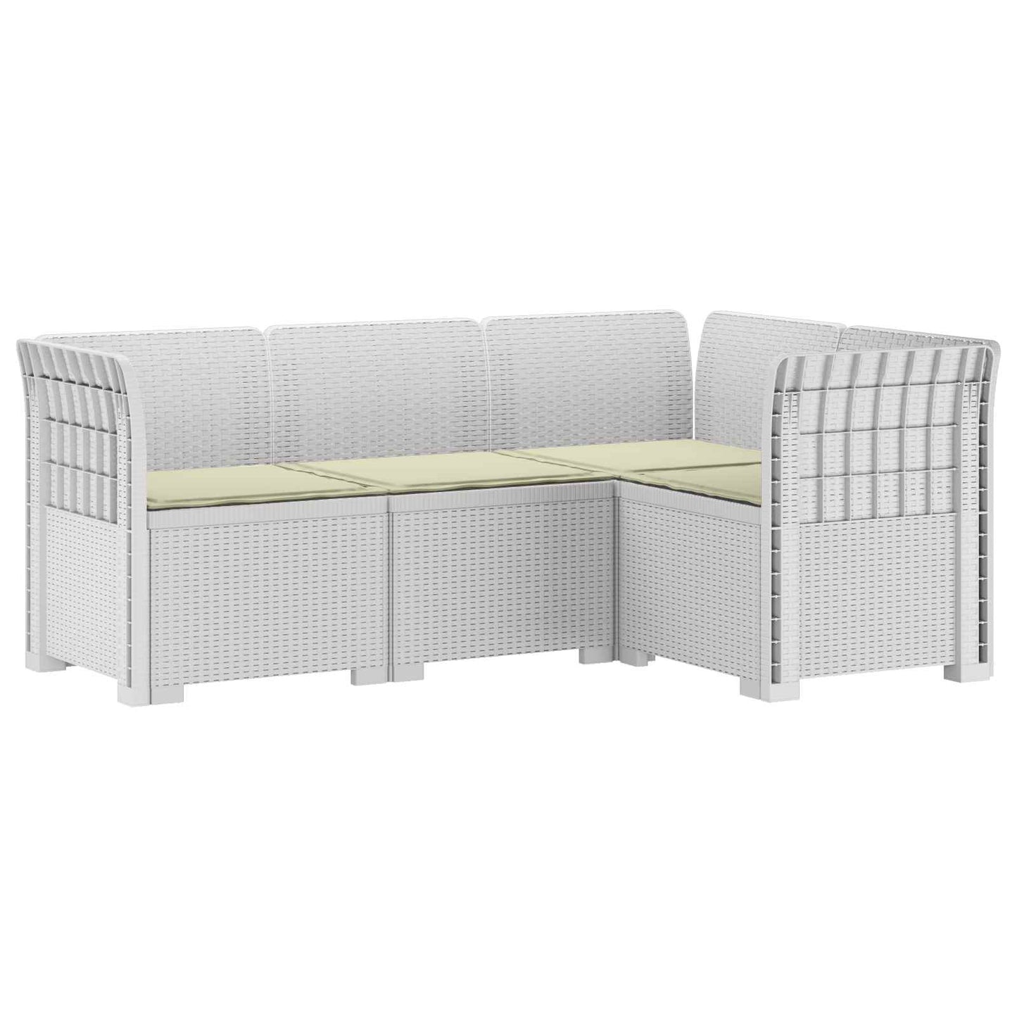 vidaXL 4-Seater Garden Sofa with Cushions Rattan Look PP White