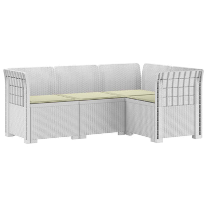 vidaXL 4-Seater Garden Sofa with Cushions Rattan Look PP White