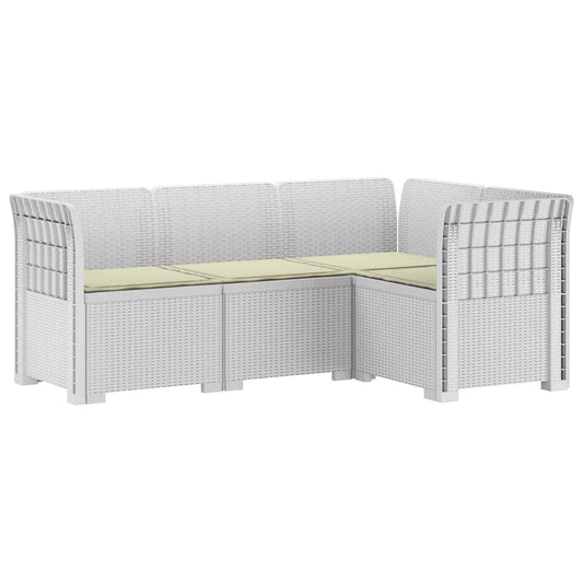 vidaXL 4-Seater Garden Sofa with Cushions Rattan Look PP White
