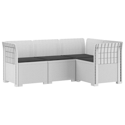 vidaXL 4-Seater Garden Sofa with Cushions Rattan Look PP White