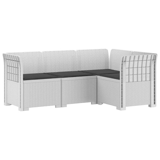 vidaXL 4-Seater Garden Sofa with Cushions Rattan Look PP White