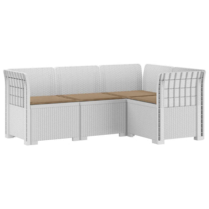 vidaXL 4-Seater Garden Sofa with Cushions Rattan Look PP White
