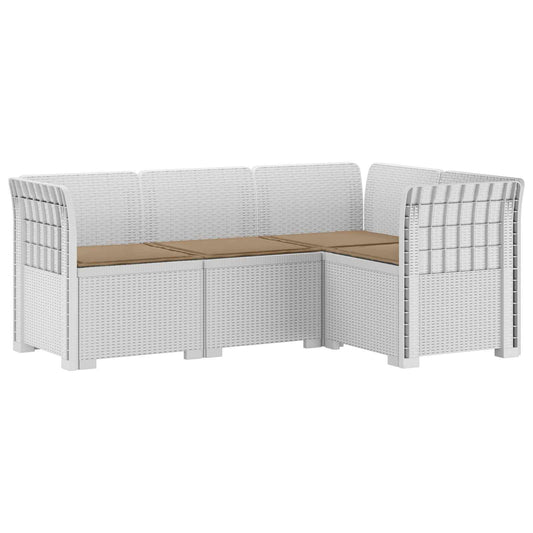 vidaXL 4-Seater Garden Sofa with Cushions Rattan Look PP White