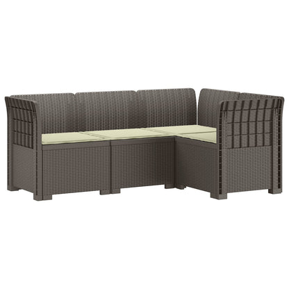 vidaXL 4-Seater Garden Sofa with Cushions Rattan Look PP Light Grey