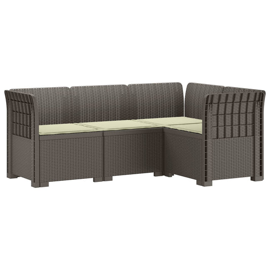 vidaXL 4-Seater Garden Sofa with Cushions Rattan Look PP Light Grey