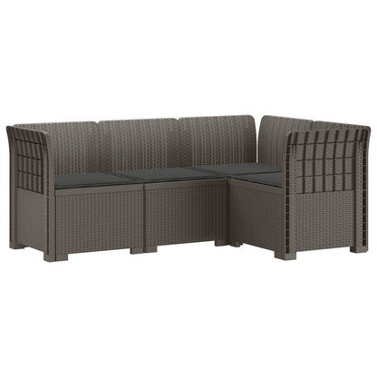 vidaXL 4-Seater Garden Sofa with Cushions Rattan Look PP Light Grey