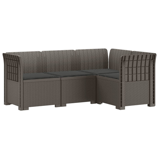 vidaXL 4-Seater Garden Sofa with Cushions Rattan Look PP Light Grey