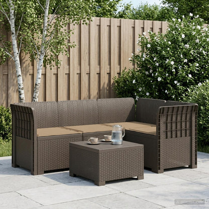 vidaXL 4-Seater Garden Sofa with Cushions Rattan Look PP Light Grey