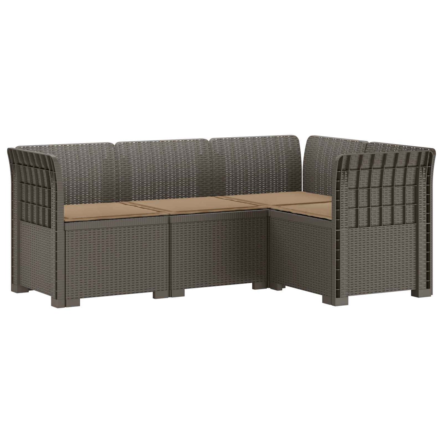 vidaXL 4-Seater Garden Sofa with Cushions Rattan Look PP Light Grey