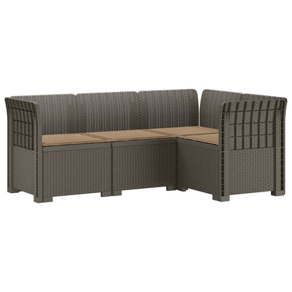 vidaXL 4-Seater Garden Sofa with Cushions Rattan Look PP Light Grey