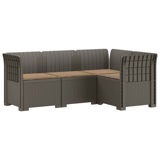 vidaXL 4-Seater Garden Sofa with Cushions Rattan Look PP Light Grey
