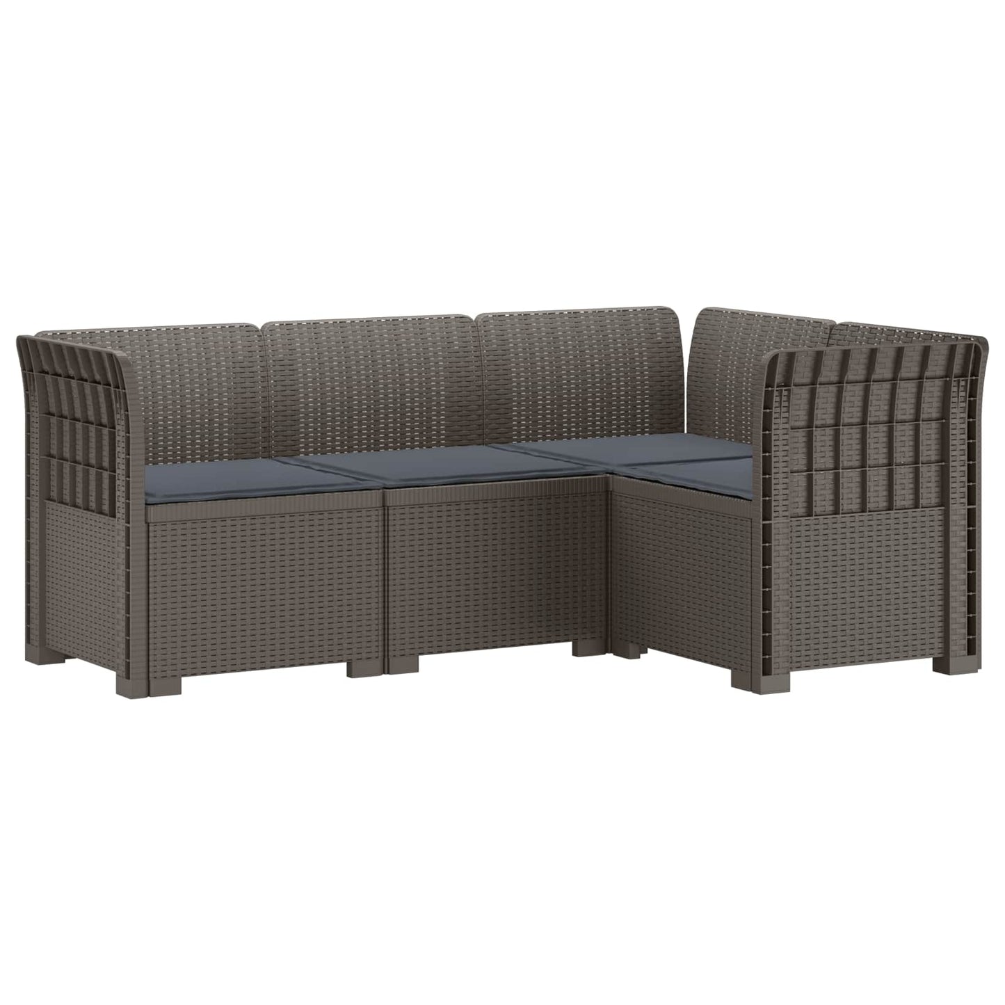 vidaXL 4-Seater Garden Sofa with Cushions Rattan Look PP Light Grey