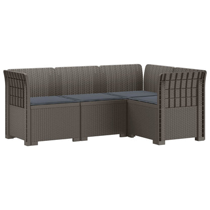 vidaXL 4-Seater Garden Sofa with Cushions Rattan Look PP Light Grey