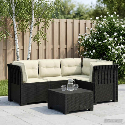 vidaXL 4-Seater Garden Sofa with Cushions Rattan Look PP Anthracite
