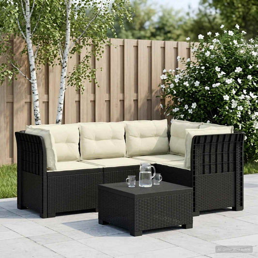 vidaXL 4-Seater Garden Sofa with Cushions Rattan Look PP Anthracite
