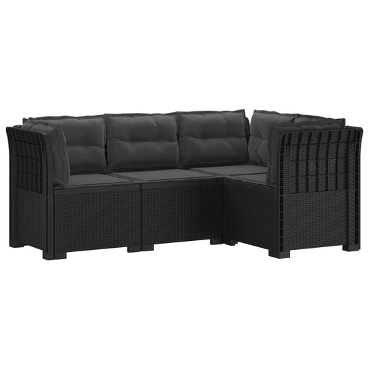 vidaXL 4-Seater Garden Sofa with Cushions Rattan Look PP Anthracite