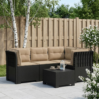 vidaXL 4-Seater Garden Sofa with Cushions Rattan Look PP Anthracite