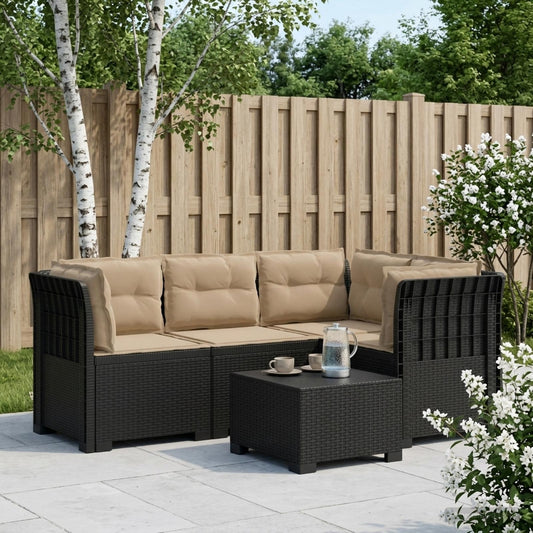 vidaXL 4-Seater Garden Sofa with Cushions Rattan Look PP Anthracite