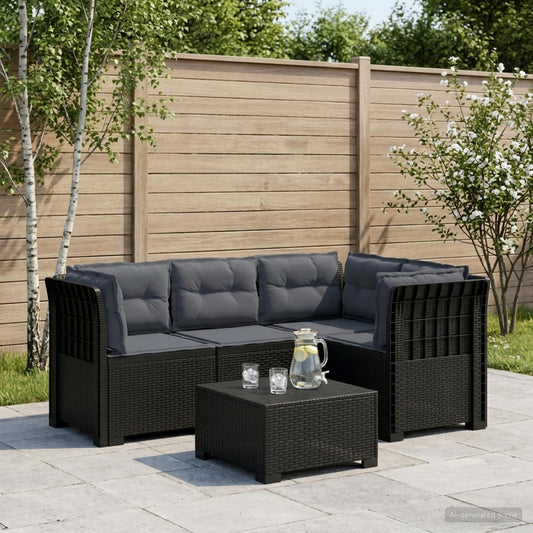 vidaXL 4-Seater Garden Sofa with Cushions Rattan Look PP Anthracite