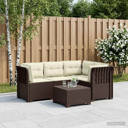 vidaXL 4-Seater Garden Sofa with Cushions Rattan Look PP Brown