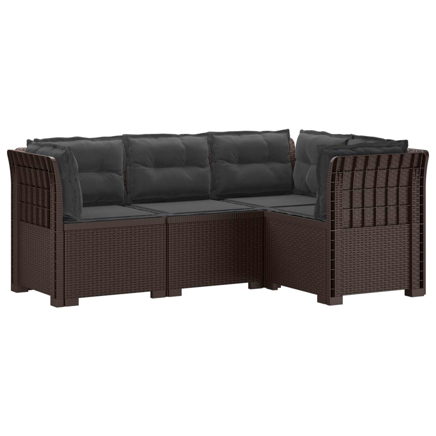 vidaXL 4-Seater Garden Sofa with Cushions Rattan Look PP Brown