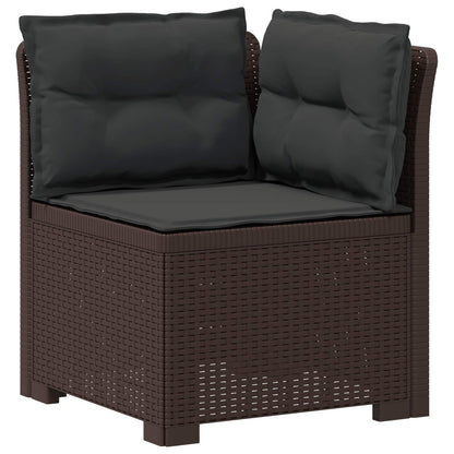 vidaXL 4-Seater Garden Sofa with Cushions Rattan Look PP Brown