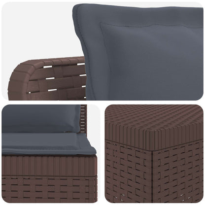 vidaXL 4-Seater Garden Sofa with Cushions Rattan Look PP Brown