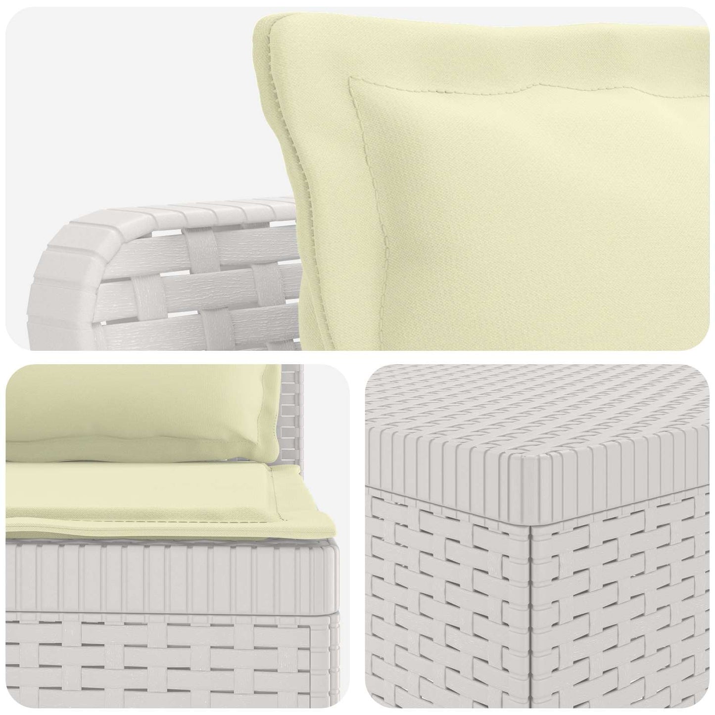 vidaXL 4-Seater Garden Sofa with Cushions Rattan Look PP White
