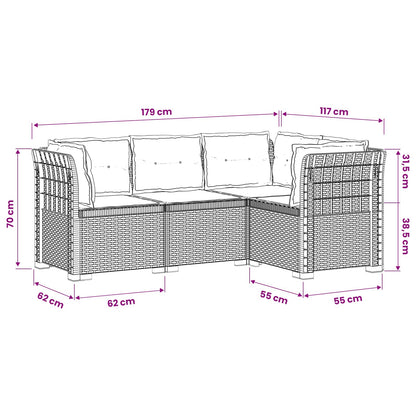 vidaXL 4-Seater Garden Sofa with Cushions Rattan Look PP White