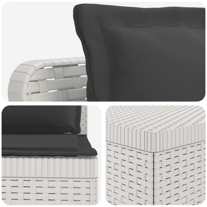 vidaXL 4-Seater Garden Sofa with Cushions Rattan Look PP White