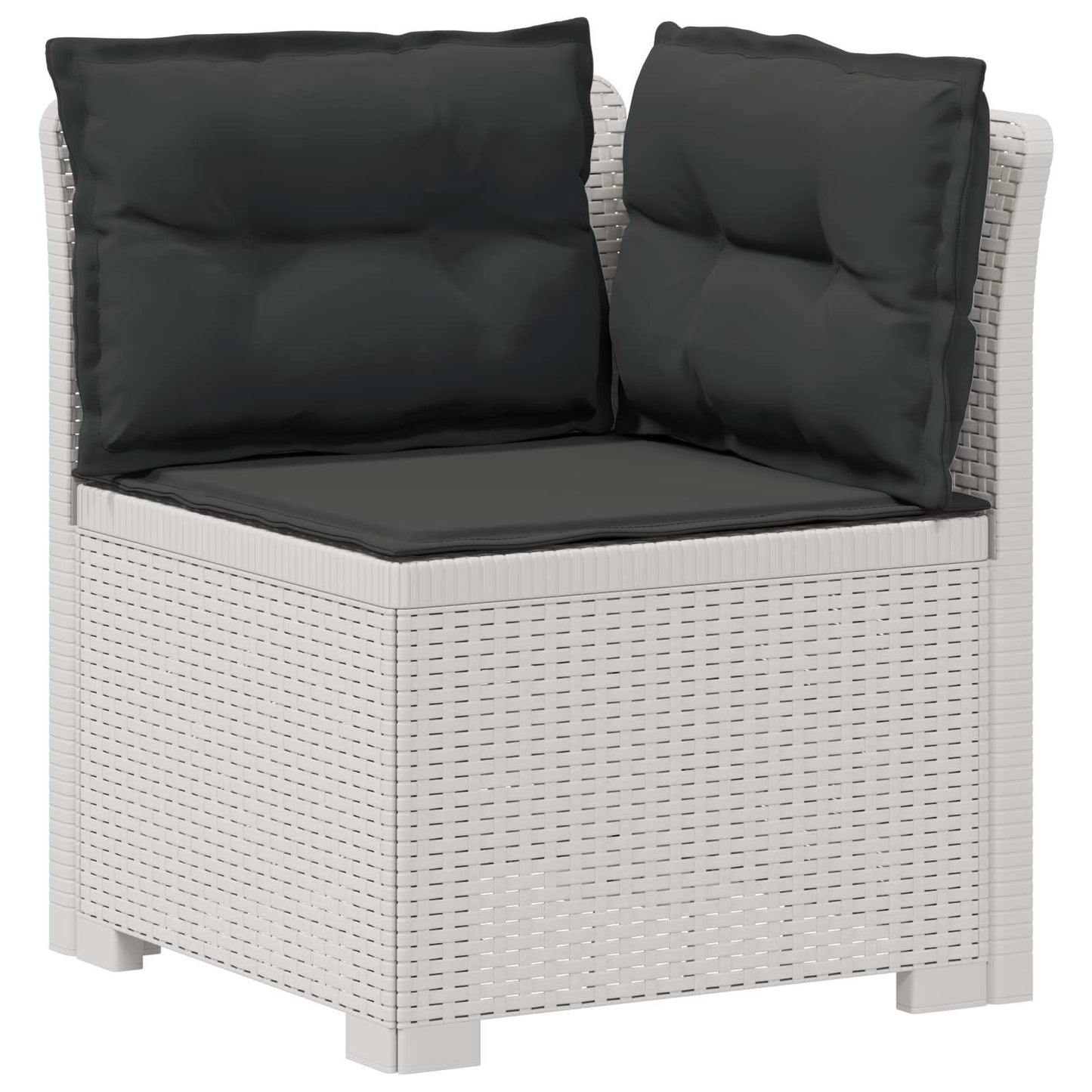 vidaXL 4-Seater Garden Sofa with Cushions Rattan Look PP White