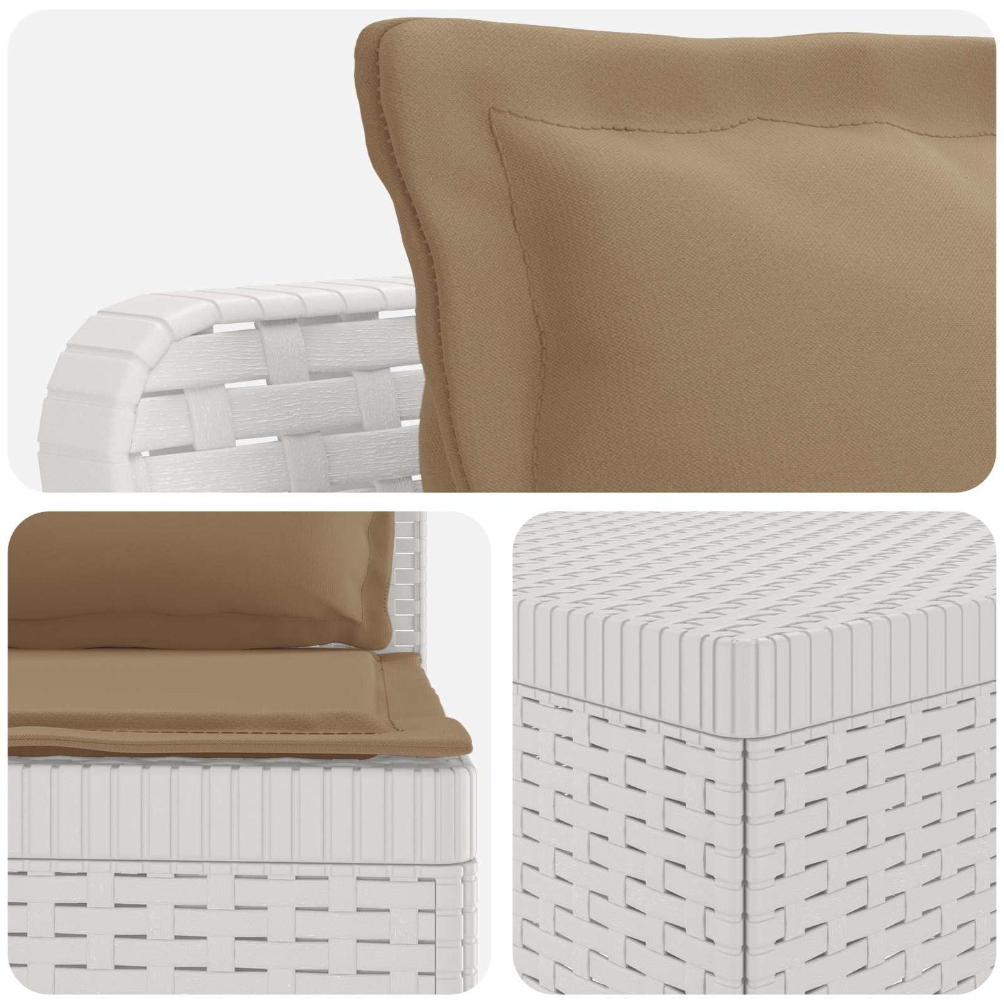 vidaXL 4-Seater Garden Sofa with Cushions Rattan Look PP White