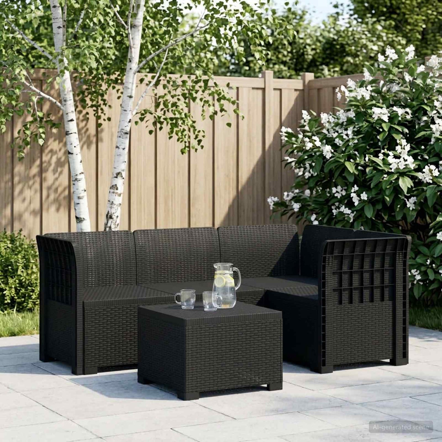 vidaXL 4-Seater Garden Sofa Rattan Look PP Anthracite