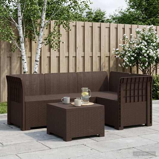 vidaXL 4-Seater Garden Sofa Rattan Look PP Brown