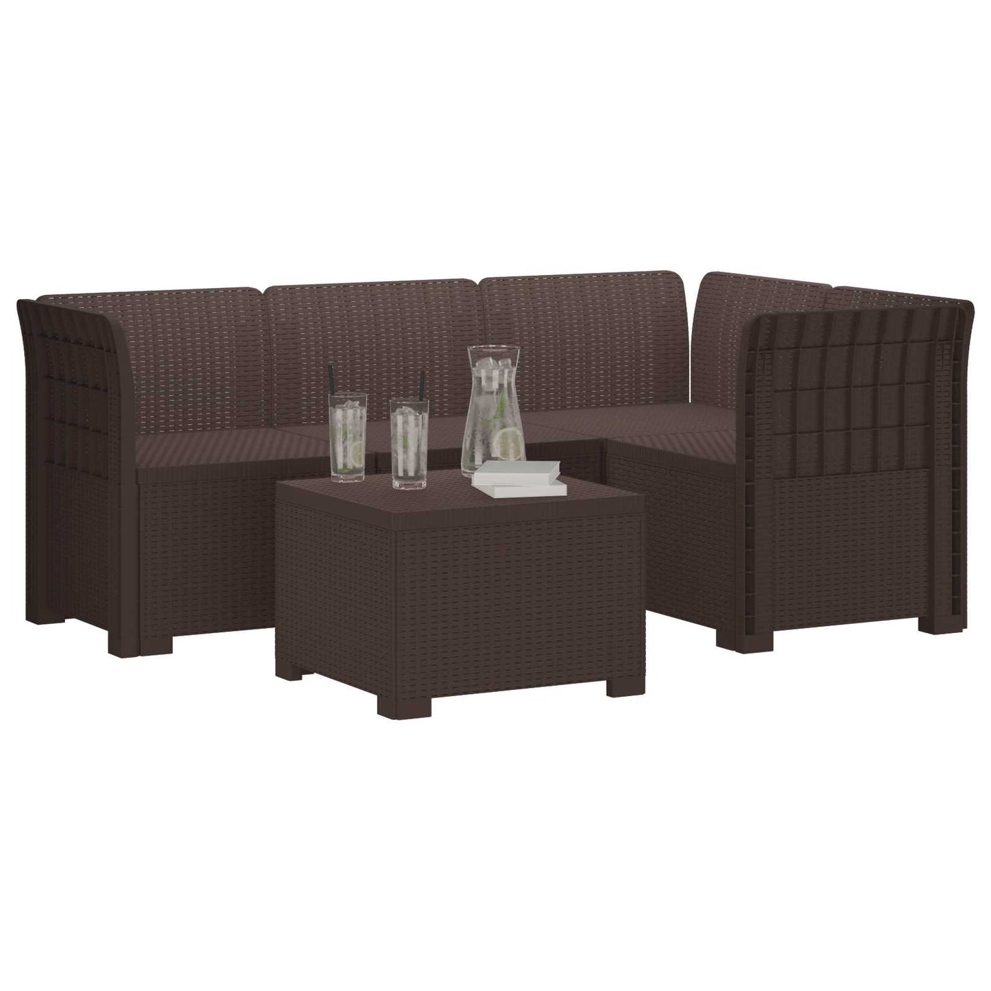 vidaXL 4-Seater Garden Sofa Rattan Look PP Brown