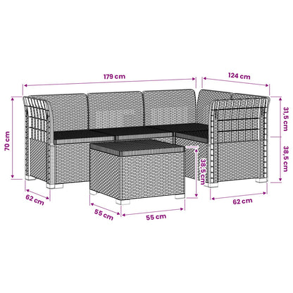 vidaXL 4-Seater Garden Sofa Rattan Look PP Brown