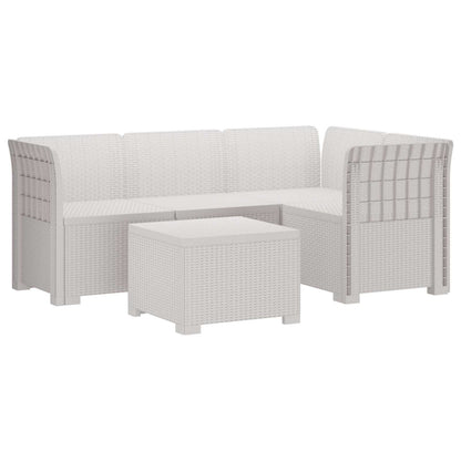vidaXL 4-Seater Garden Sofa Rattan Look PP White