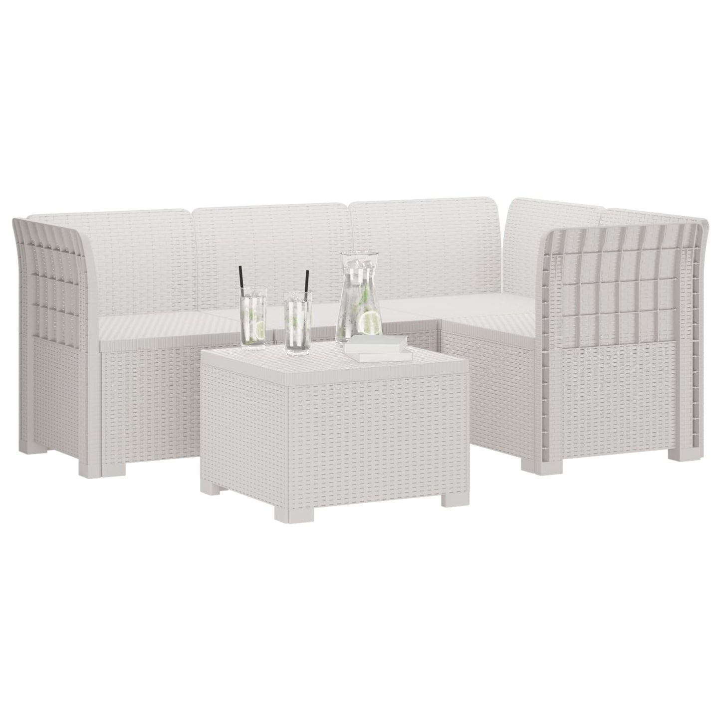 vidaXL 4-Seater Garden Sofa Rattan Look PP White