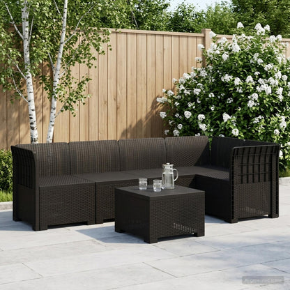 vidaXL 5-Seater Garden Sofa Rattan Look PP Anthracite