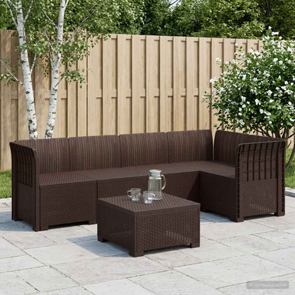 vidaXL 5-Seater Garden Sofa Rattan Look PP Brown