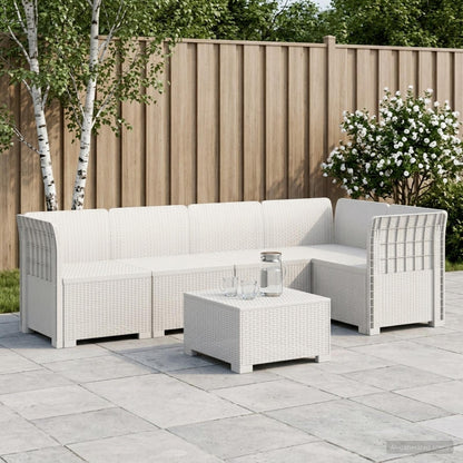 vidaXL 5-Seater Garden Sofa Rattan Look PP White