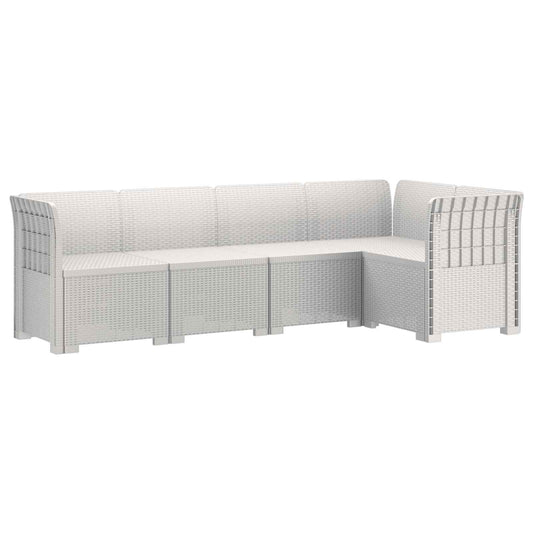 vidaXL 5-Seater Garden Sofa Rattan Look PP White