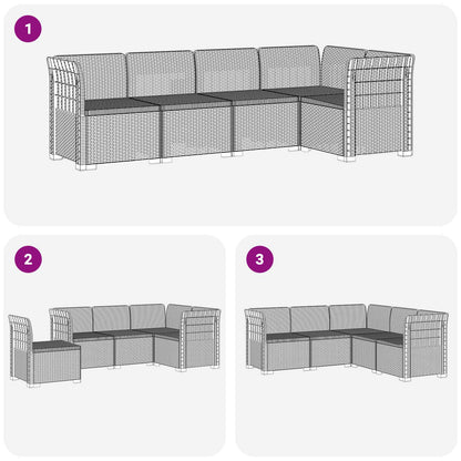 vidaXL 5-Seater Garden Sofa Rattan Look PP White