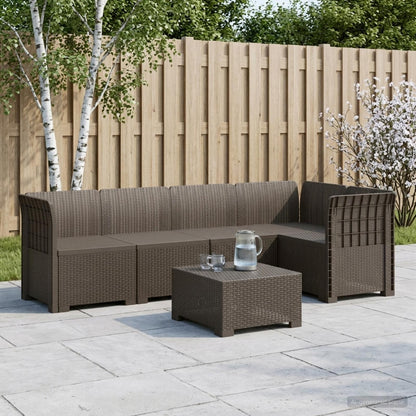 vidaXL 5-Seater Garden Sofa Rattan Look PP Light Grey