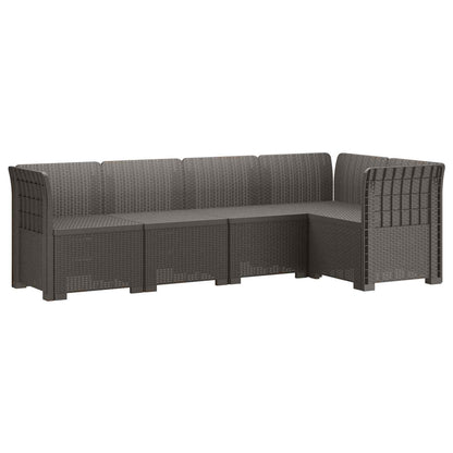 vidaXL 5-Seater Garden Sofa Rattan Look PP Light Grey