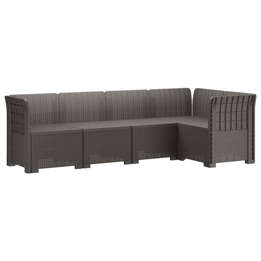 vidaXL 5-Seater Garden Sofa Rattan Look PP Light Grey