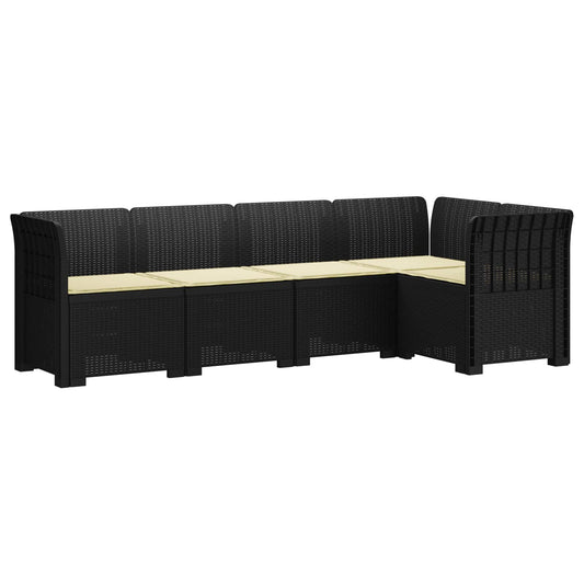 vidaXL 5-Seater Garden Sofa with Cushions Rattan Look PP Anthracite