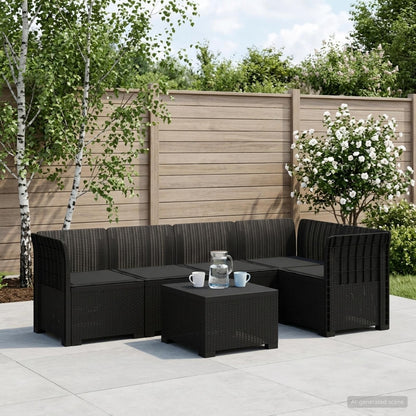 vidaXL 5-Seater Garden Sofa with Cushions Rattan Look PP Anthracite