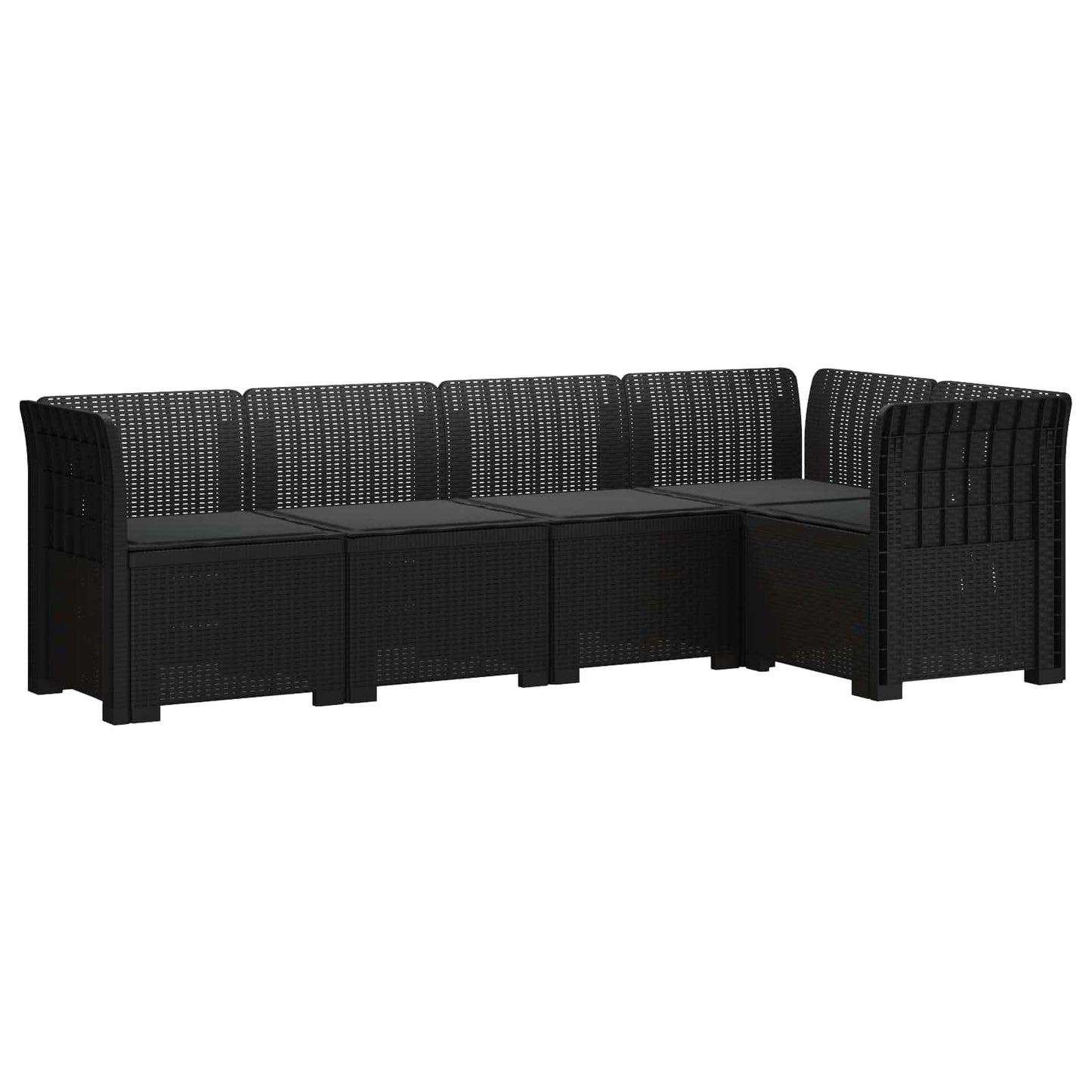 vidaXL 5-Seater Garden Sofa with Cushions Rattan Look PP Anthracite